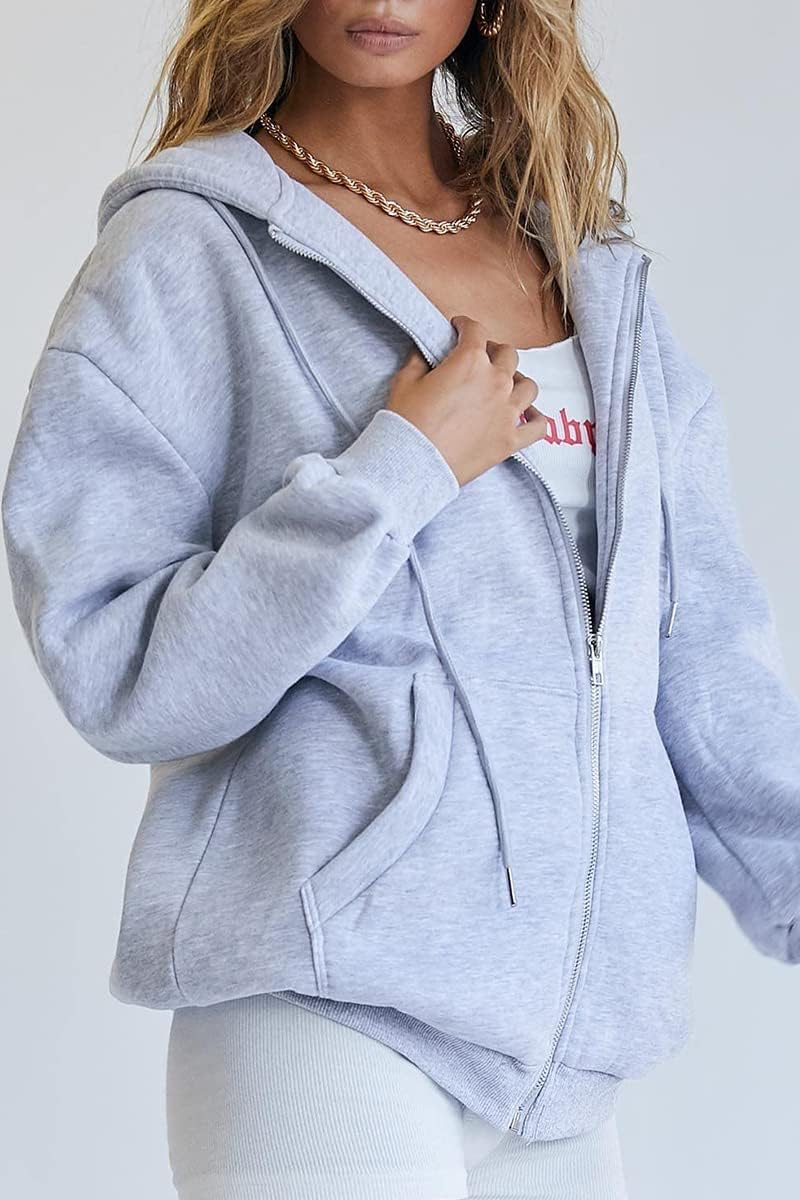 Women's  Zip Up Hoodies Long Sleeve Sweatshirts Fall Outfits Oversized Sweaters Casual Fashion Jackets