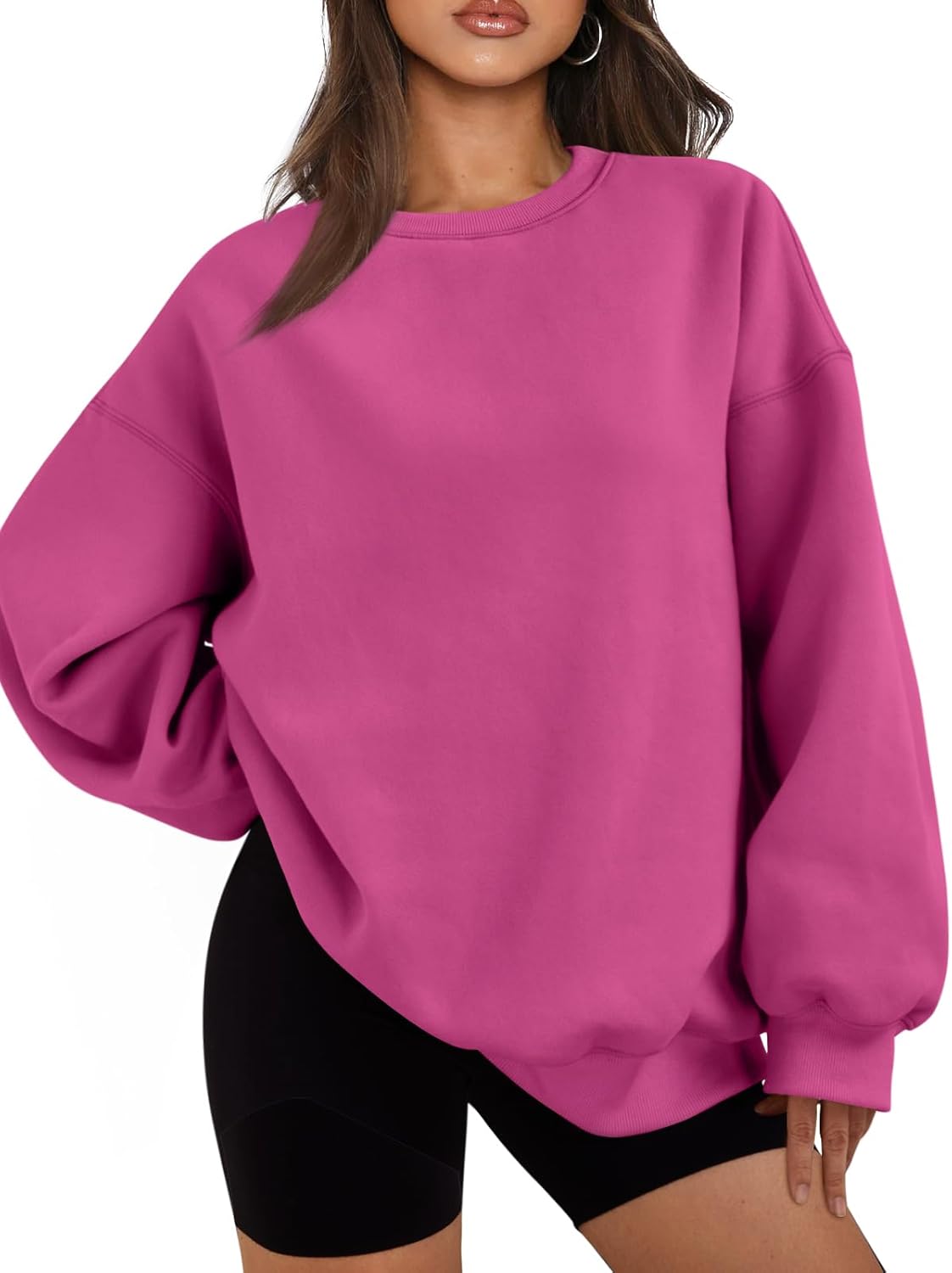 Women's  Oversized Sweatshirts Hoodies Fleece Crew Neck Pullover Sweaters Casual Comfy Fall Fashion Outfits Clothes 2024
