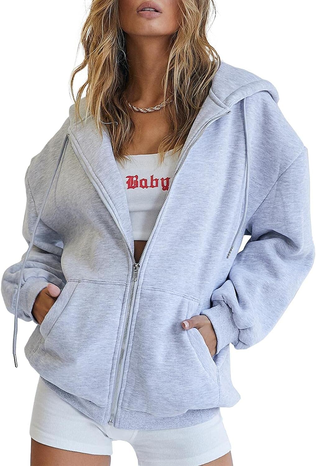 Women's  Zip Up Hoodies Long Sleeve Sweatshirts Fall Outfits Oversized Sweaters Casual Fashion Jackets
