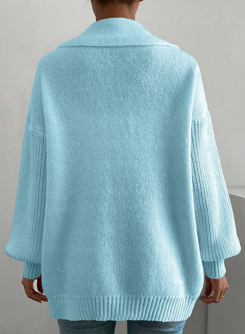 Women Open Front Knit Sweaters Button Casual Long Sleeve V Neck Cardigans