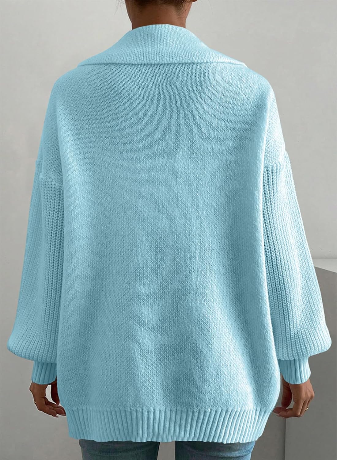 Women Open Front Knit Sweaters Button Casual Long Sleeve V Neck Cardigans