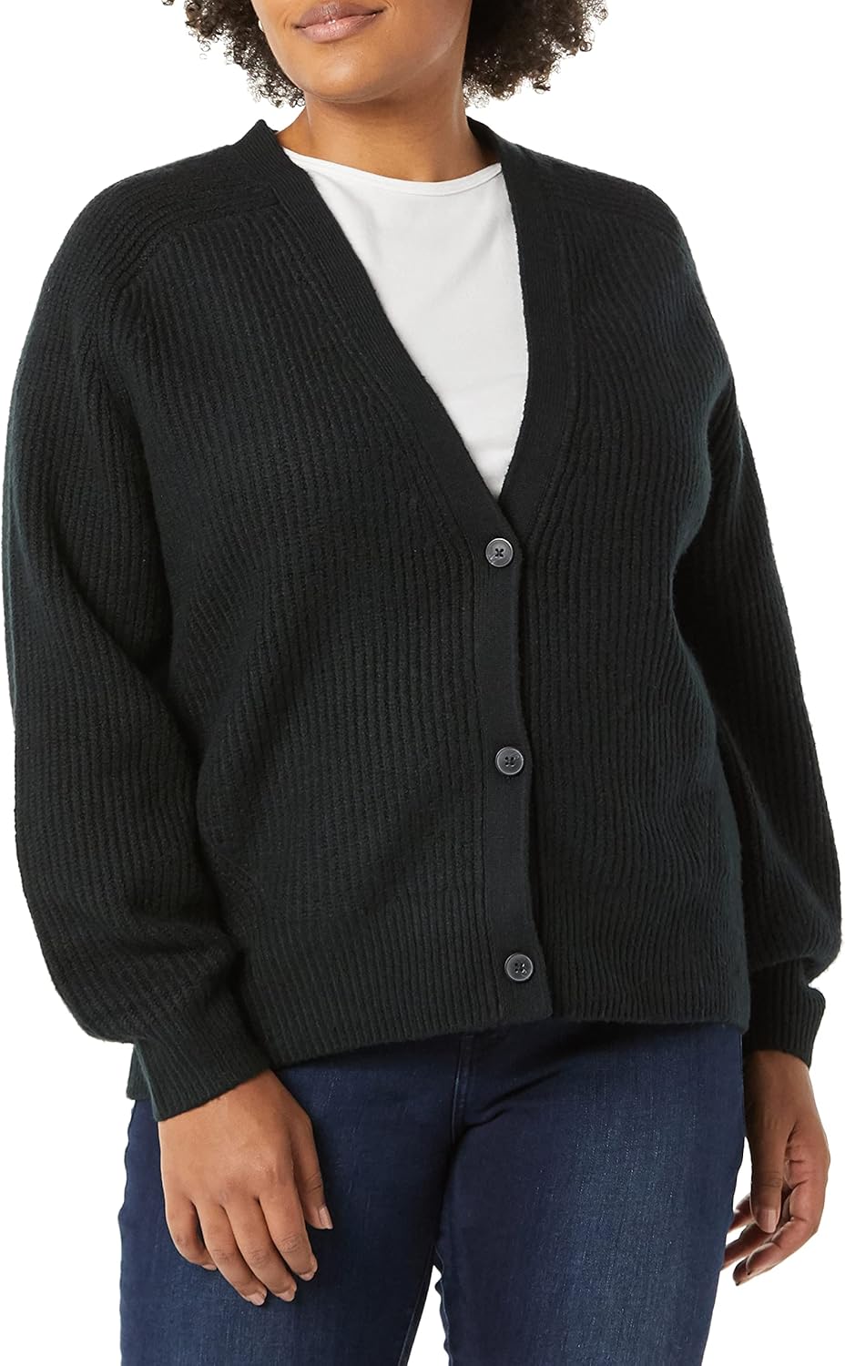 Women's Soft Touch Ribbed Blouson Cardigan