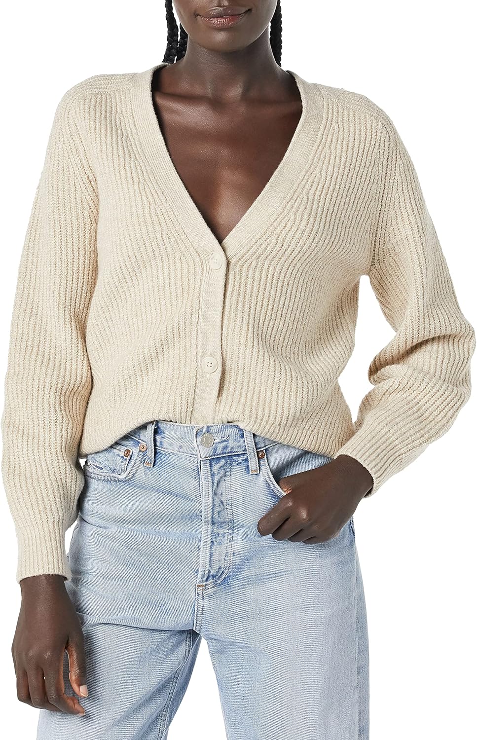 Women's Soft Touch Ribbed Blouson Cardigan