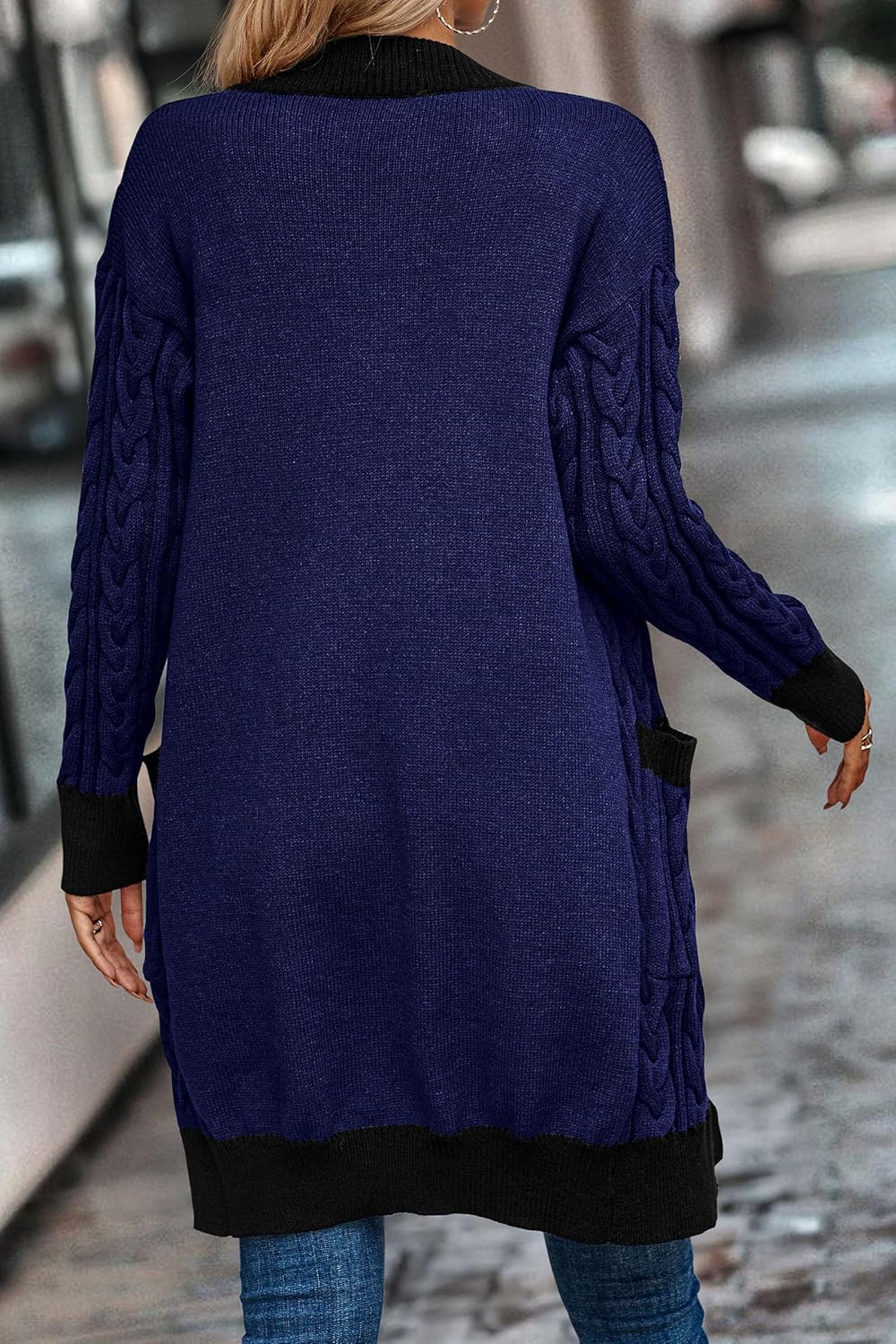 Women's 2024 Fall Cable Knit Cardigan Sweaters Casual Long Sleeve Open Front Loose Outerwear Coats